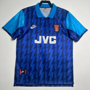 Arsenal retro bortatröja vuxen 1994/95 blå blixtmönster matchtröja med Bukayo Saka namn och nummer tryck