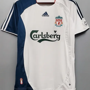 Liverpool retro bortatröja vit vuxen 2006 klassisk matchtröja med eget namn och nummer tryck