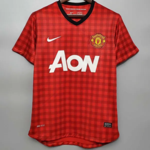 Manchester United retro hemmatröja vuxen 2012/13 rutig Gingham matchtröja med Marcus Rashford namn och nummer tryck