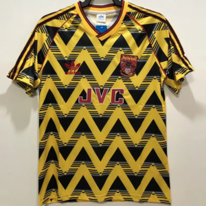 Arsenal retro bortatröja vuxen 1991/93 gul Bruised Banana matchtröja med Bukayo Saka namn och nummer tryck