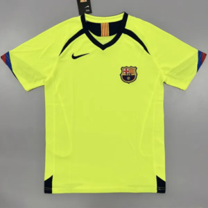 Barcelona retro bortatröja gul vuxen 2005/06 klassisk matchtröja med Ronaldinho namn och nummer tryck