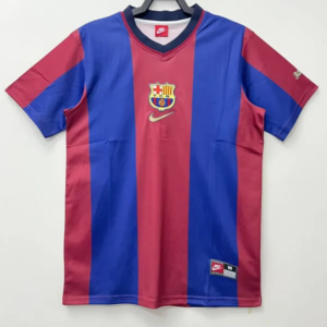 Barcelona retro hemmatröja vuxen 1998/99 klassisk matchtröja med Rivaldo namn och nummer tryck