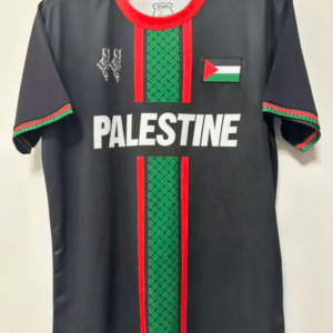 FC Palestine 2026 fotbollströja vit svart röd grön palestinsk flagga