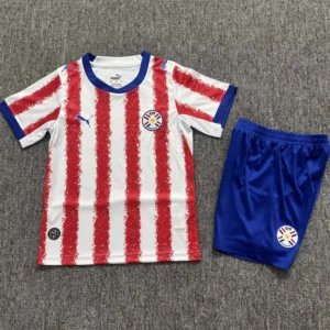 Paraguay hemmatröja VM 2026 barn med eget namn och nummer tryck